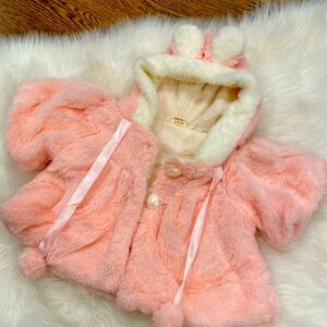 Plush 6m Girl’s pink coat with ears. NWOT